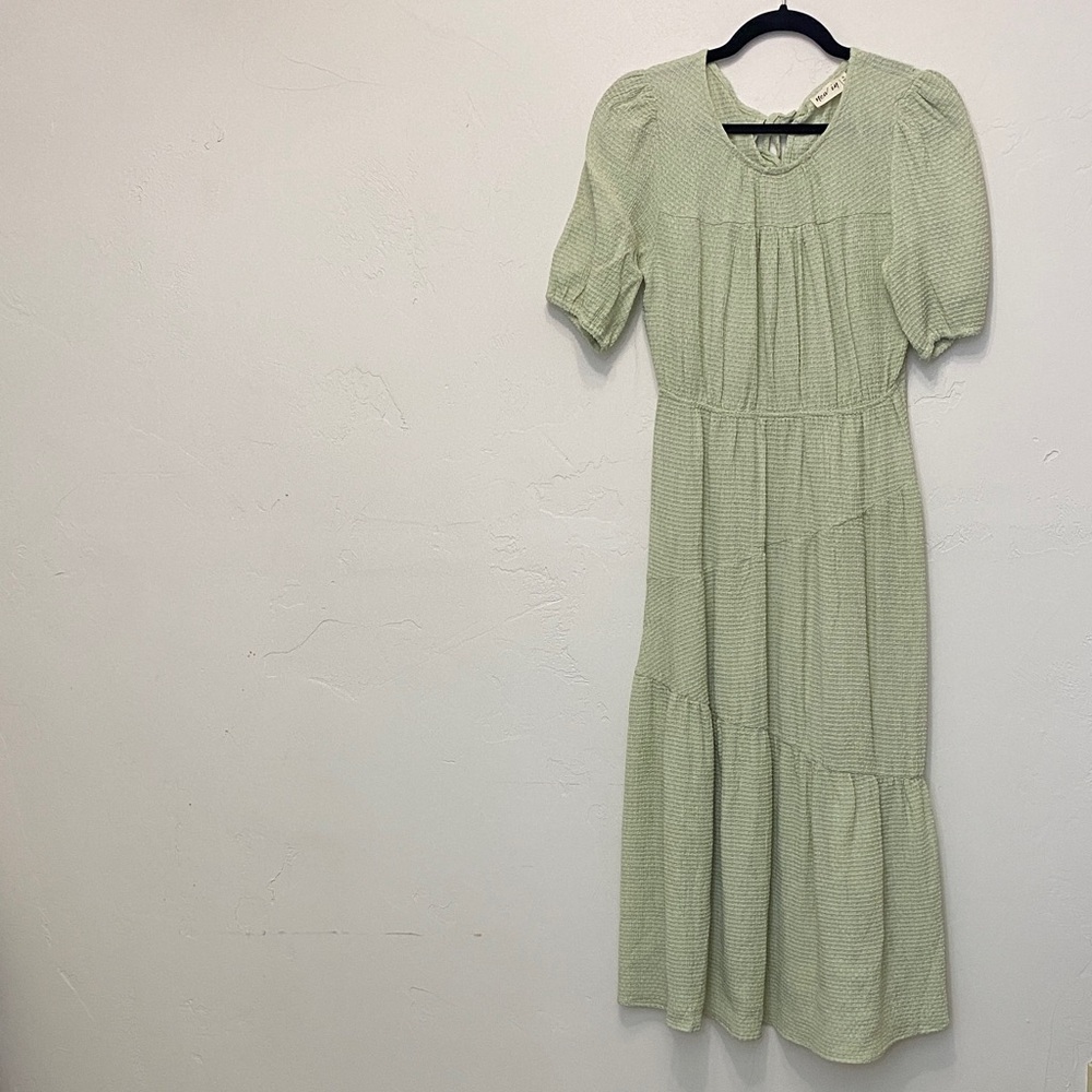 Spring Green Crepe Textured Dress PRETTY ONE Mothers Day